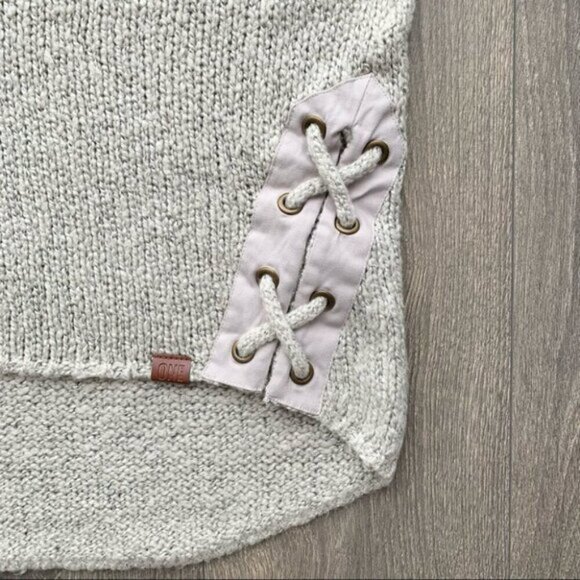 One Teaspoon Saints & Roses Sweater Chunky Knit Lace Up V-neck Stone Size XXS - Picture 13 of 16